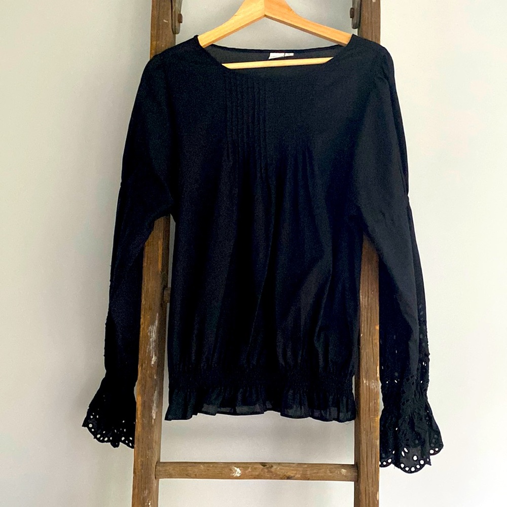 Gap black long sleeve boho top medium tall